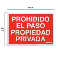 Cartel Prohibido El Paso Propiedad Privada 42 x 30 (Alt.)