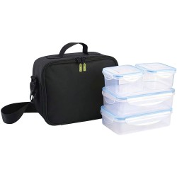 Bolsa Termica Con 4 Recipientes Hermeticos Plastico (2x800 ml + 2x400 ml.)