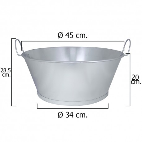 Barreño Galvanizado Baño 18" 45x20 cm. 22 Litros