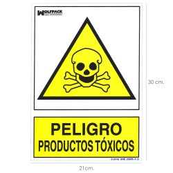 Cartel Peligro Productos Toxicos 21x 30 (Alt.) cm.