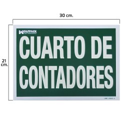 Cartel Cuarto De Contadores 30 x 21 (Alt.) cm.