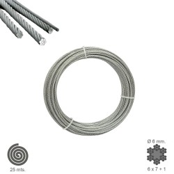 Cable Galvanizado 6 mm. (Rollo 25 Metros) No Elevacion