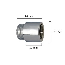 Alargadera Redonda Cromo 1/2" x 10