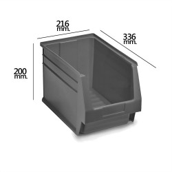 Gaveta Apilable Almacenamiento Gris Nº55 336x216x200 mm. (3/6)