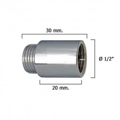 Alargadera Redonda Cromo 1/2" x 20