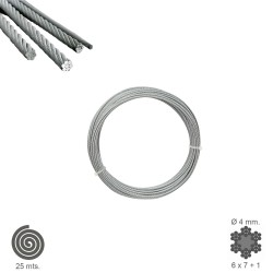 Cable Galvanizado 4 mm. (Rollo 25 Metros) No Elevacion