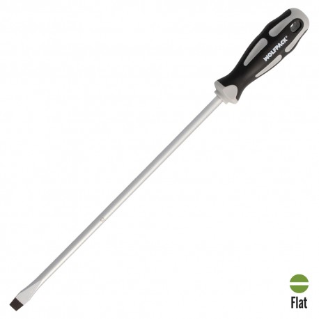 Destornillador Plano Estampado Acero S2 Mango TPR Bimaterial. Medida 1,6 x Ø 9,0 x 300 mm. DIN5265