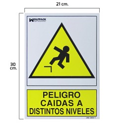 Cartel Peligro Caidas a Distintos Niveles 21x 30 (Alt.) cm.