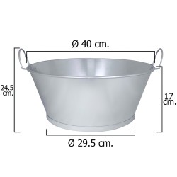 Barreño Galvanizado Baño 16" 40x17 cm. 14 Litros