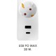 Base Multiple 3 Tomas Schucko y 2 tomas USB (A / C) Con Interruptor y Toma de Tierra