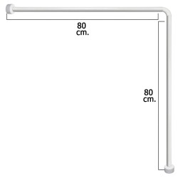 Barra Para Cortina Ducha Universal Aluminio Blanco 80x80 cm.