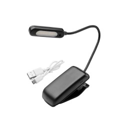Linterna LED De Mesa / Lectura Bateria Recargable (1.000 mAh) 30 Lumenes Con Clip, 3 Tonos De Luz y 3 Niveles De Luminosidad