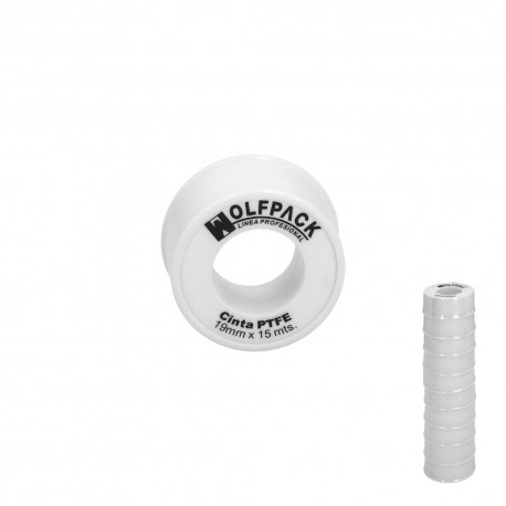 Cinta PTFE Wolfpack 19 mm. x 15 m. (Paquete de 10 Rollos)