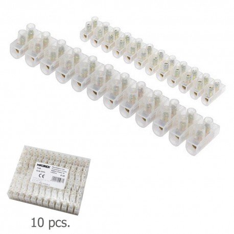 Regleta 12 Fichas Empalme 2 A. - 2,5 mm² (Paquete 10 Regletas)