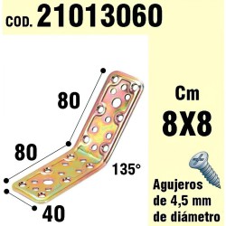 Soporte Para Madera Ángulo 40x80x80 mm. / 135°